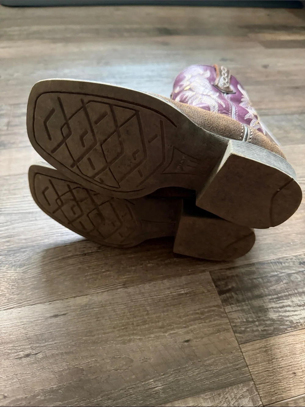 Ariat Kids Western Pull-On Boots in Purple and Brown